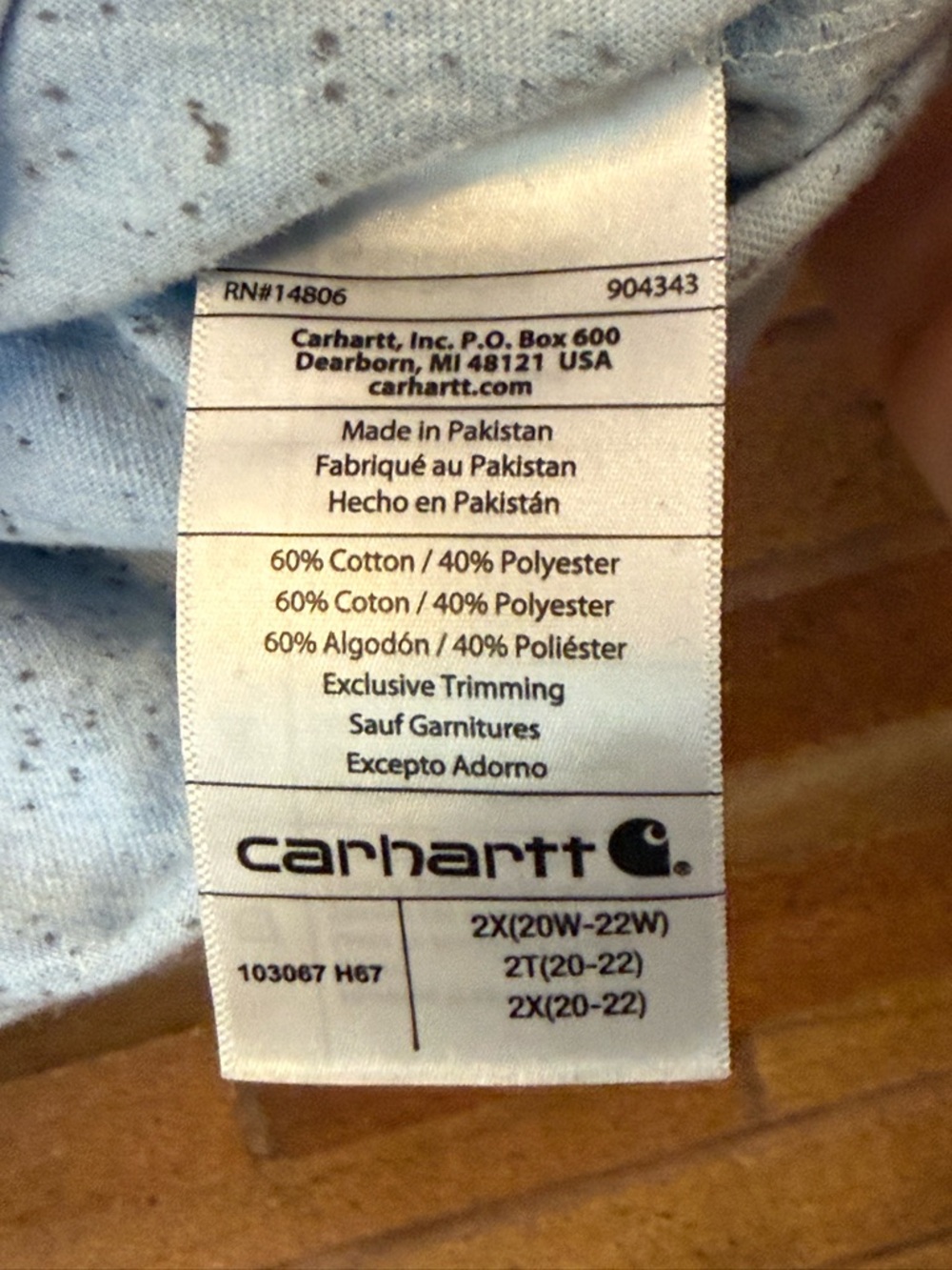 Carhartt Light Blue Heathered T-Shirt - Carhartt Logo - Picture 4 of 6